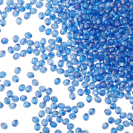 Clear Blue Aurora Borealis Faceted Acrylic Round Craft Beads by Bead  Landing™, 6mm